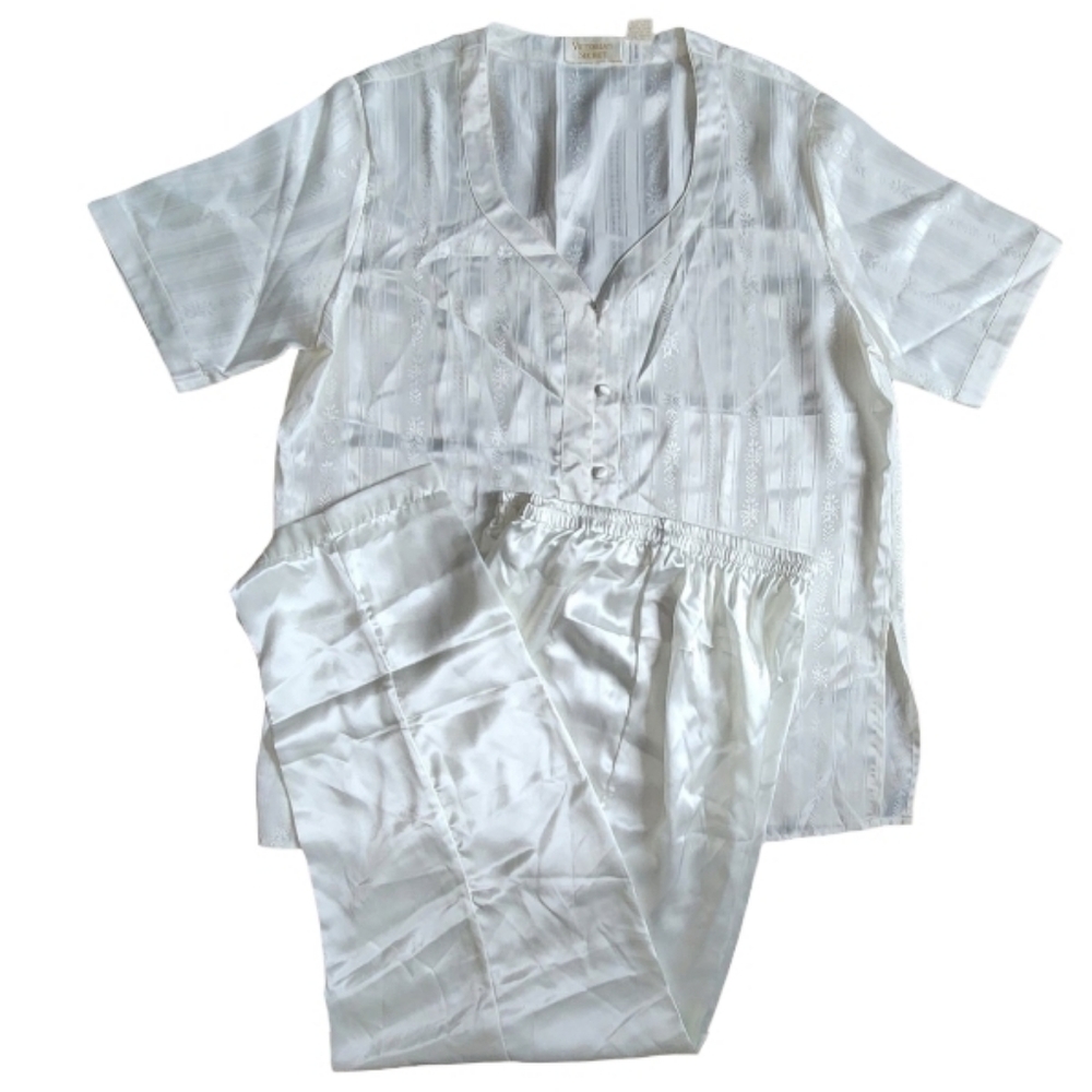 Vintage Victoria's Secret Gold Label Silky Cream Pajama Set Women's Medium